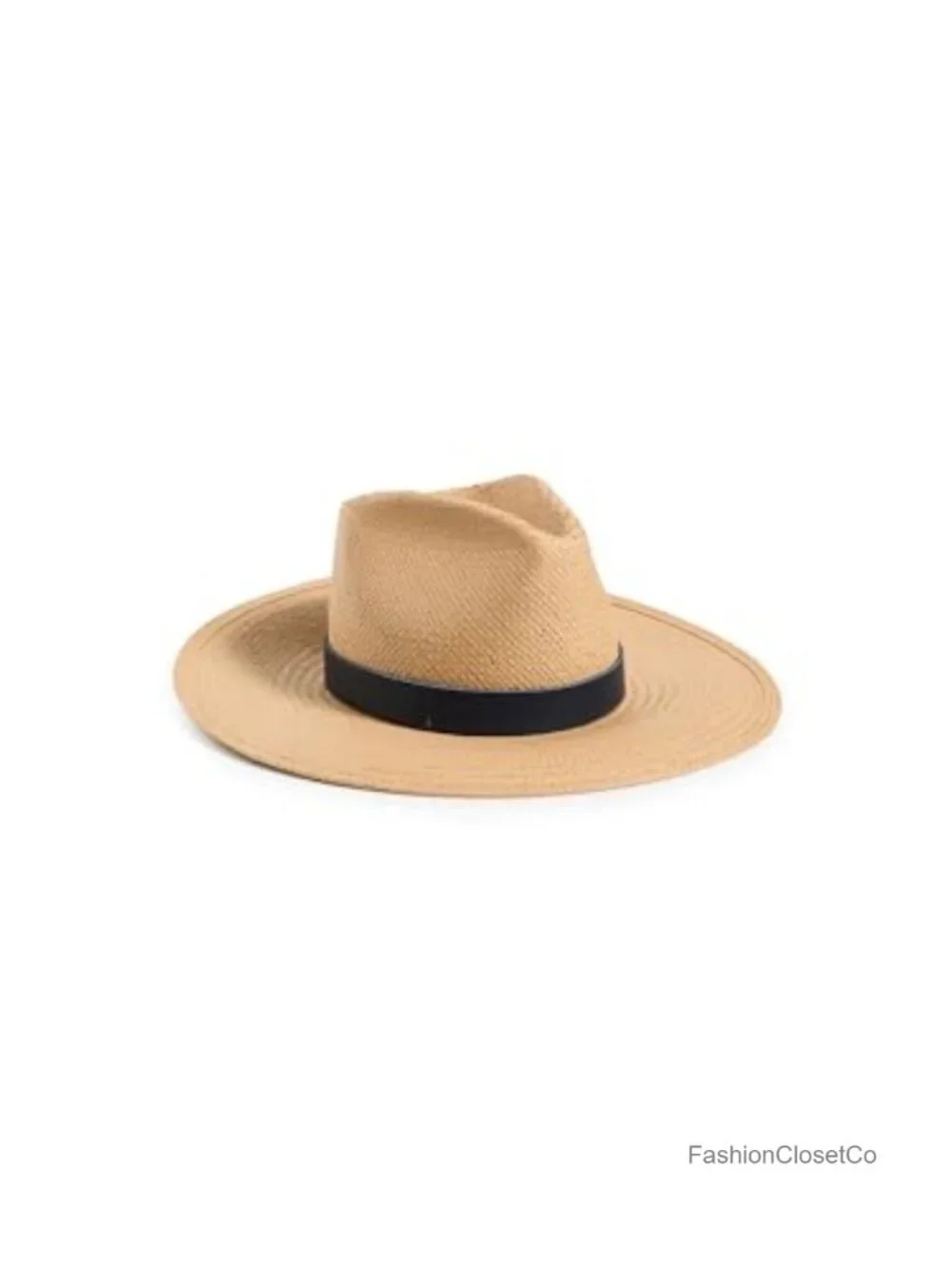 Woven Straw Packable Fedora Hat with Nubuck Leather Band